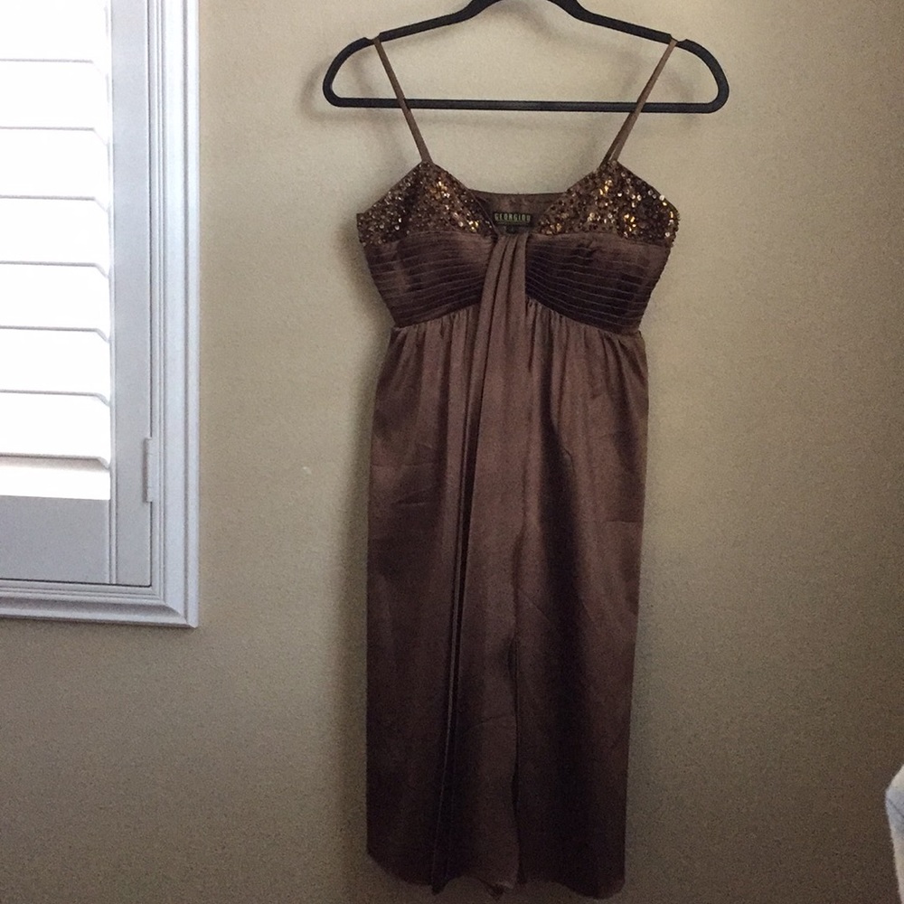 Georgiou Brown Beaded Dress